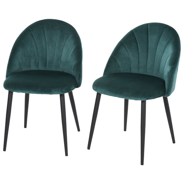 online Set 2 Sedie Imbottite 50x54x79 cm in Velluto Verde