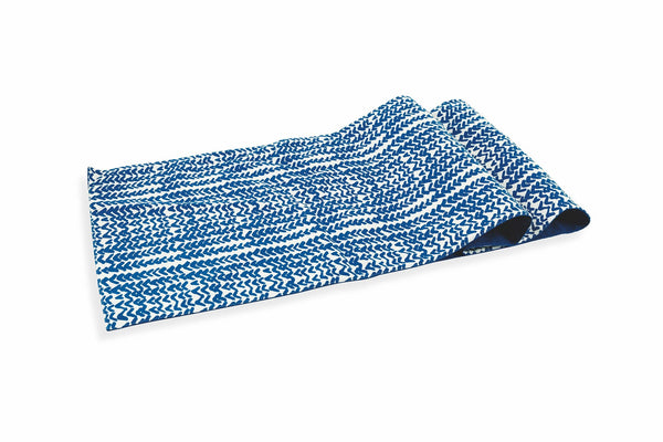 Runner da Tavolo 40x140x0,5 cm in Cotone VdE Tivoli 1996 Masai Bianco e Blu prezzo