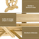 Panchina da Giardino 2 Posti 98x50x39,5 cm con Gambe a Ruota di Carro in Legno a Doghe      