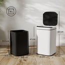 Pattumiera da 13L con Sensore e Spazio per Deodoranti 24x24x41 cm in Acciaio e PP Bianco e Nero      