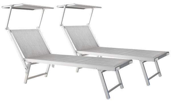 Set 2 Lettini Prendisole da Giardino 186x60x38 cm in Alluminio e Textilene Grigio sconto