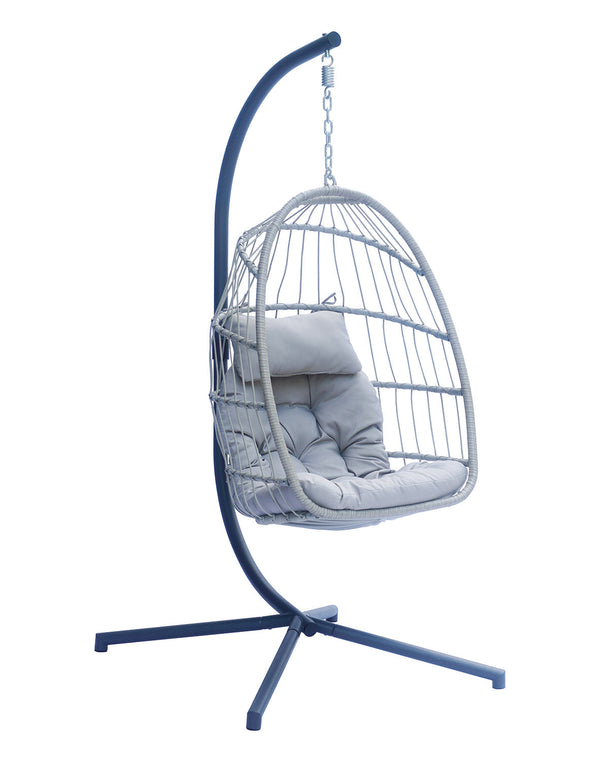 Amaca Dondolina da Giardino 96x198x115 cm in Corda e Alluminio Grigio e Antracite acquista