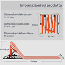 Set 2 Sdraio da Spiaggia 154x57x52 cm con Schienale Regolabile su 4 Livelli in Acciaio e Poliestere Arancione      