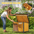 Cuccia per Cani da Esterno 84,5x62x65 cm Tetto Apribile e Tenda per Porta in Legno e Acciaio Giallo      