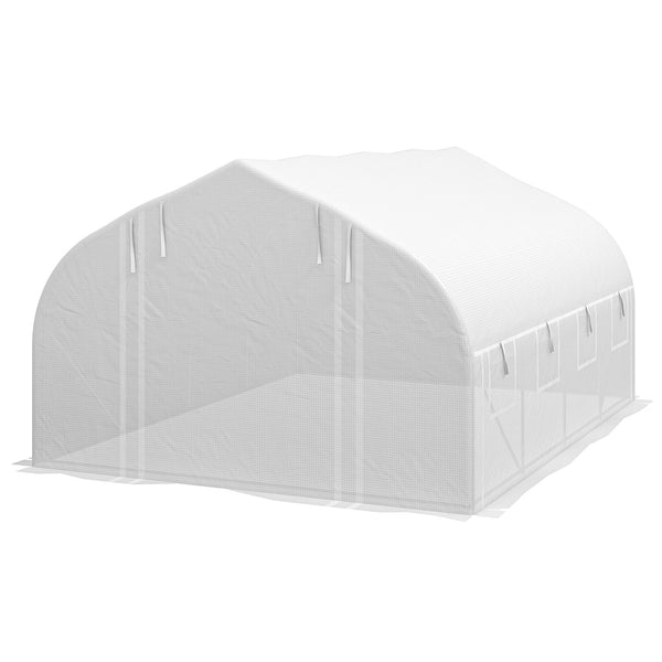 Serra a Tunnel con Porta e 8 Finestre Avvolgibili 4x3m Rivestimento in PE Bianco prezzo