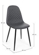 Set 4 Sedie 45x54x87 cm Amanda in Ecopelle Grigio