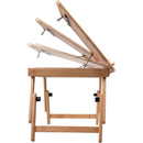 Tavolino Vassoio 50x30x21,5-27,5H cm Piano Inclinabile con Porta Bevande in Bambù      