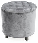Pouf Poggiapiedi Contenitore Ø55x55 cm in Velluto Soriani Grigio Chiaro