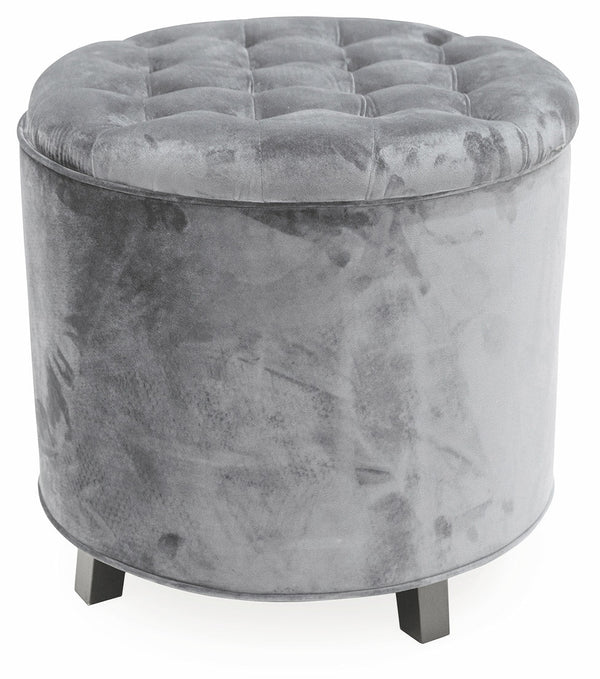 acquista Pouf Poggiapiedi Contenitore Ø55x55 cm in Velluto Soriani Grigio Chiaro