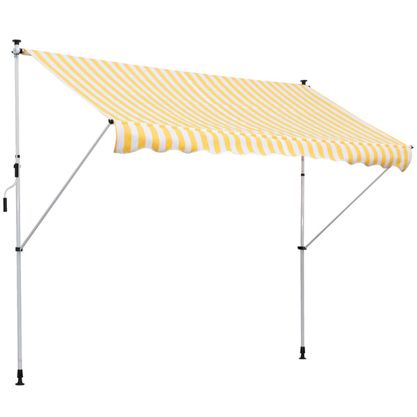 Tenda da Sole a Muro con Pali di Supporto 3x1.5m Bianco e Giallo sconto