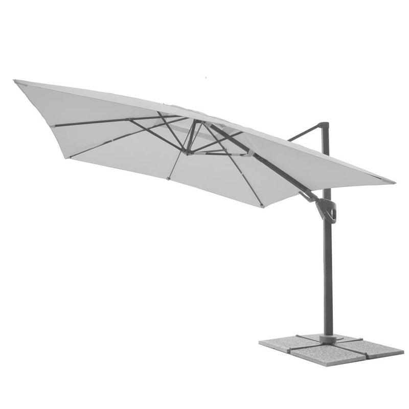 Ombrellone da Giardino Decentrato 3x3m in Alluminio Telo in Poliestere Mosini Jazz Grigio e Bianco