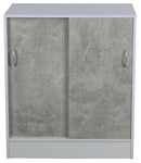 Mobiile 2 Ante Scorrevoli 3 Ripiani 60x30x71 cm in PB e Carta Cemento