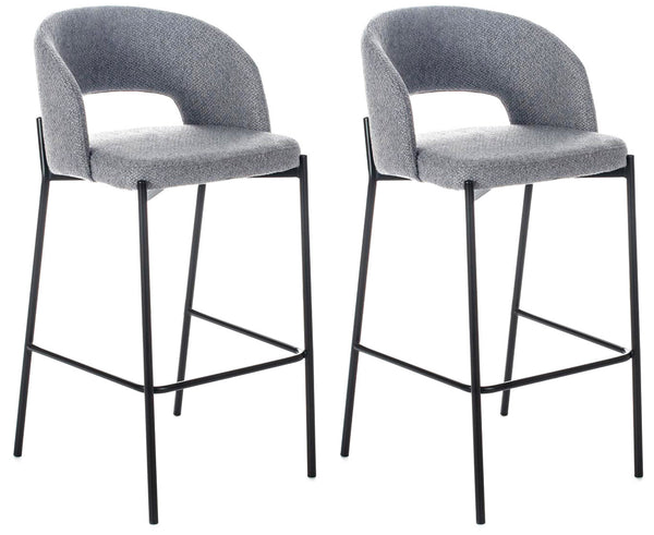online Set 2 Sgabelli 50x52xH89 cm in Tessuto Greta Grigio Chiaro e Nero