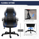 Sedia da Gaming Girevole Reclinabile in Similpelle  Nera e Blu