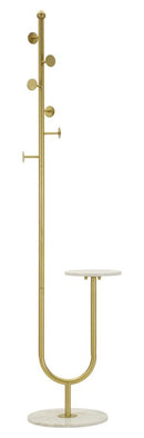 Appendiabiti da Terra Shelf 40x35x176 cm in Metallo e Marmo Artificiale Oro e Bianco      