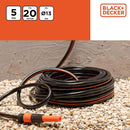 Tubo Pompa dell'Acqua da Giardino 20 Metri Ø13 con 5 Raccordi Max 6 Bar in PVC Black & Decker