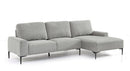 Divano 3 Posti con Penisola 260x78/135x83 cm  in Fibra di Polipropilene Washington Grigio Chiaro