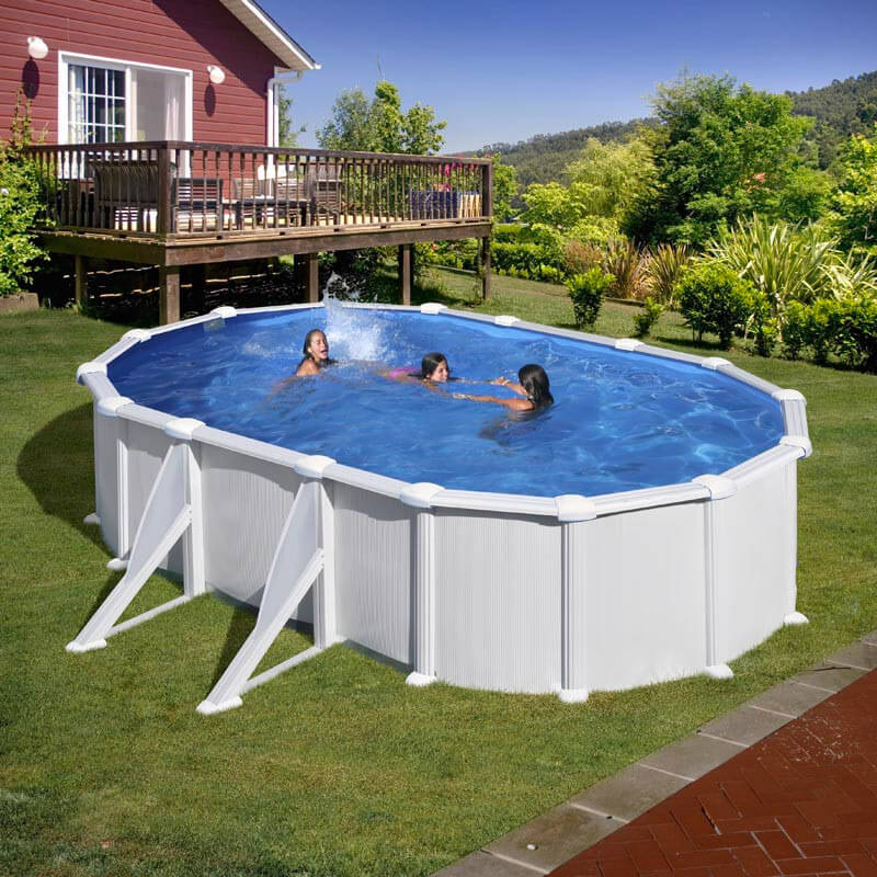 Piscina Ovale Fuori Terra 500x300xh132 cm in Acciaio e PVC Gre Atlantis