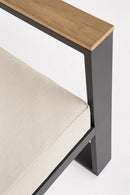 Set 4 Pezzi Salotto da Giardino con Divano 2 Poltrone e Tavolino in Alluminio e Polywood Leandro Antracite e Beige