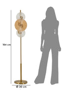 Lampada da Terra Osaka 30x30x164 cm in Ferro e Vetro Oro e Marrone e Trasparente      