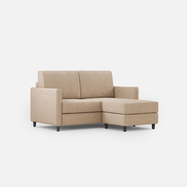 online Divano 2 Posti con Pouf 158x145x85 cm Karay in Tessuto Beige