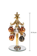 Set 2 Albererlli di Natale 14 cm con Ornamenti in Vetro