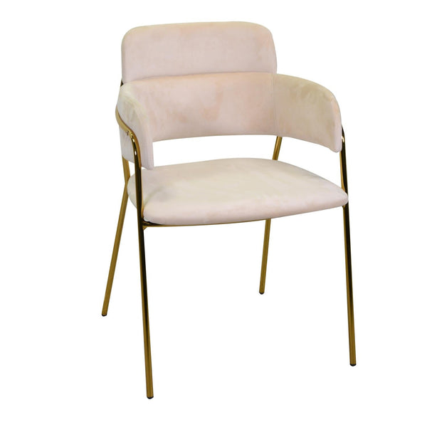 Sedia Imbottita 52x52xh79 cm in Tessuto Velluto Hannover Crema sconto