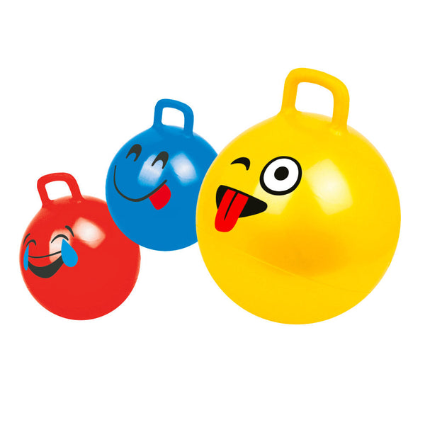 Palla Cavalcabile per Saltare con Maniglia per Bambini Ø55x65 cm con Emoticon Rosso o Giallo o Blu acquista