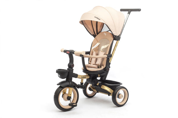acquista Passeggino Triciclo per Bambini 1-3 Anni Trico Luxury Gold 7 Modalità di Guida Beige