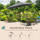 Set Tavolo 6 Sedie Pieghevoli e Ombrellone da Giardino Nero e Grigio