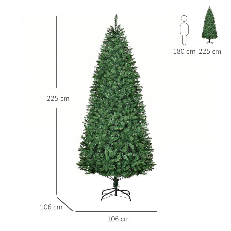 Albero di Natale Artificiale 225 cm 1146 Rami 450 Luci LED Bianche Verde