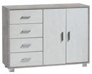 Madia 2 Ante 4 Cassetti 116x86x41 cm Cemento/Ossido Bianco