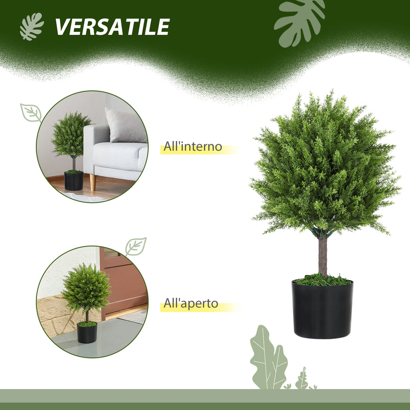 Pianta Artificiale di Albero Cedro 55A cm con Vaso Incluso per Interno ed Esterno Verde   
