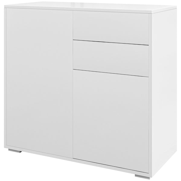 prezzo Credenza Moderna con 2 Armadietti e 2 Cassetti con Apertura a Pressione 79x36x74 cm  Bianco Lucido