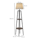 Lampada da Terra Ø42x166 cm in Metallo e MDF Nero e Marrone