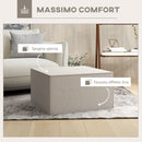 Pouf Poggiapiedi 75x75x41 cm Rivestimento Rimovibile Tessuto Effetto Lino Beige 