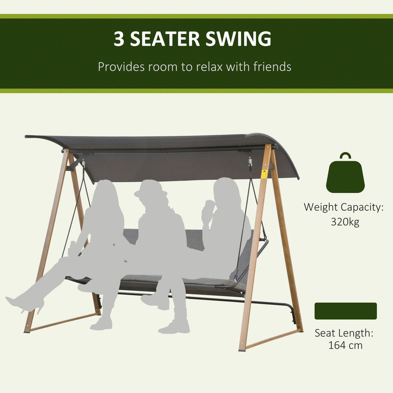 Dondolo 3 Posti da Giardino 224x133x173 cm in Acciaio Grigio