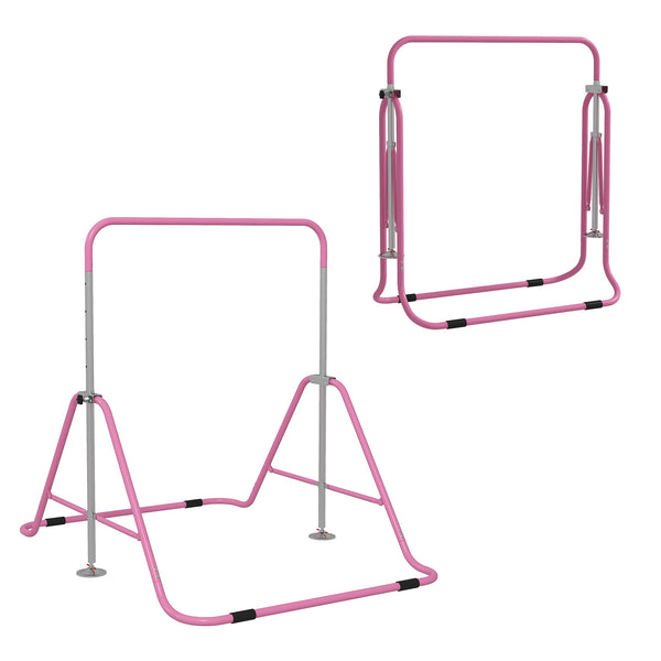 acquista Barra Trazioni per Bambini Pieghevole Altezza Regolabile 88-128 cm in Acciaio Rosa