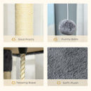 Albero Tiragraffi per Gatti 60x60x200 cm con Casette e Amache Grigio Chiaro