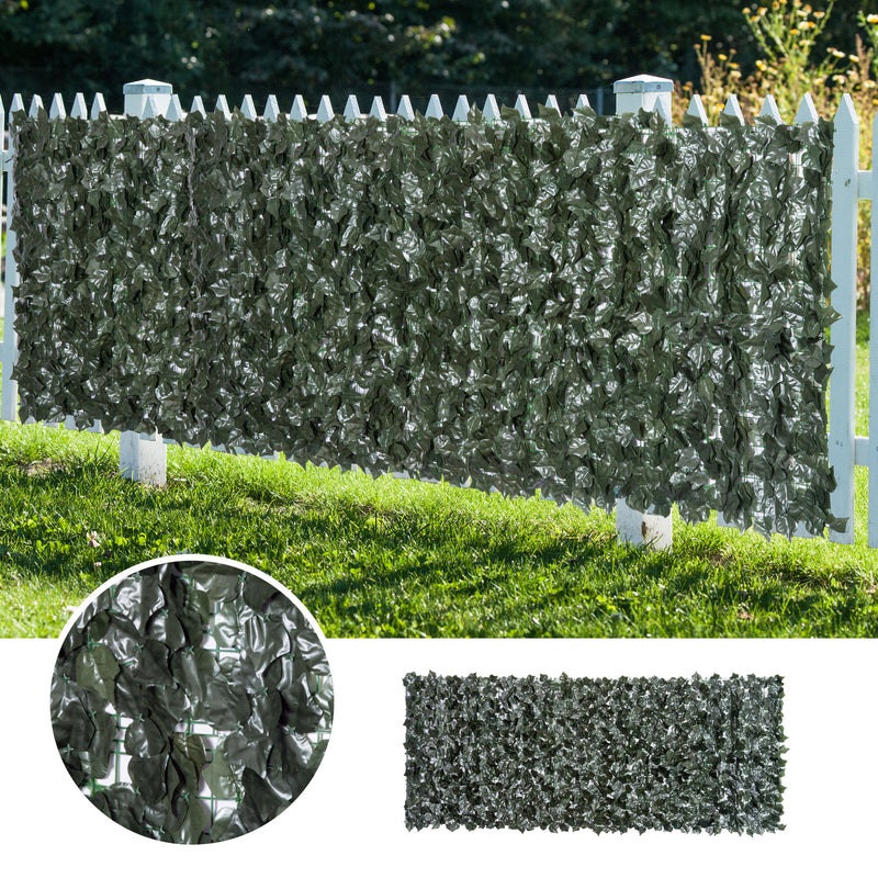 Rotolo di Siepe Artificiale per Balcone e Giardino 300x150 cm in PE Anti-UV con Foglie Verde Scuro -7