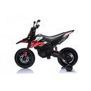 Moto Elettrica per Bambini Aprilia RX-125 Small 12V Cross Sedili In Pelle Luci Led Bluetooth Sospensioni a Molla Rosso