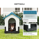 Cuccia per Cani Piccoli da Esterno 64,5x57x66 cm con Finestre e Base Rialzata in Plastica Blu      