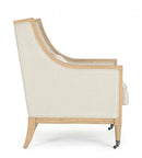 Poltrona Imbottita 75,5x88x98,5 cm in Tessuto Lino