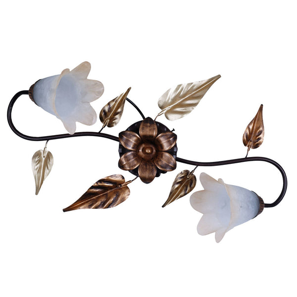 online Plafoniera 2xE14 Montatura Marrone Ramato Vetro Bianco Sfumato Ambra E-Energy Giulia