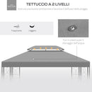 Tetto di Ricambio Impermeabile per Gazebo da Giardino 4x3m in Poliestere  Grigio