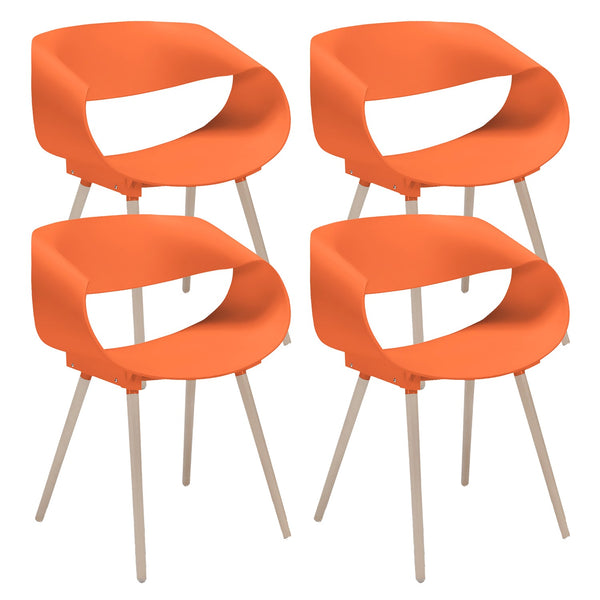 online Set 4 Sedie 62x54x74 cm in Polipropilene Diletta Arancione