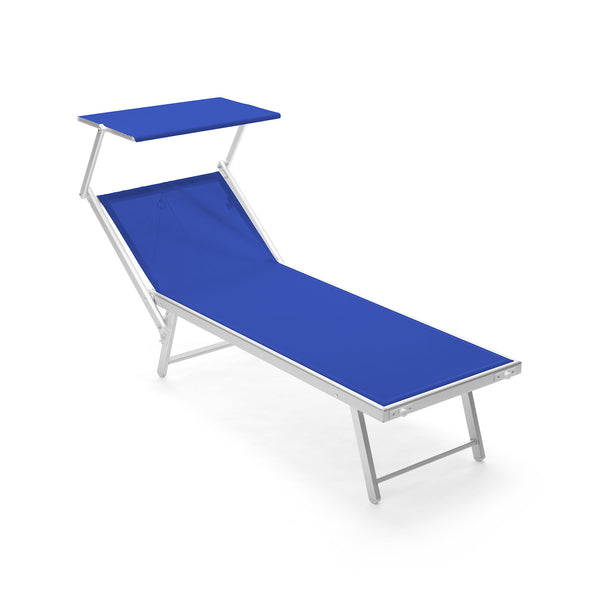 sconto Lettino da Giardino Rimini T 181x61x38 cm Schienale Regolabile 2 Posizioni in Textilene Blu