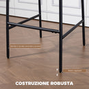 Set 2 Sgabelli da Bar con Schienale Alto Poggiapiedi e Rivestimento in Ciniglia Crema      