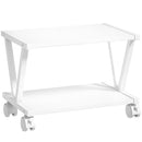 Supporto Stampante 44x28x32 cm con 2 Ripiani e Ruote in Truciolato Bianco      