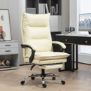 Sedia Ufficio Ergonomica Girevole e Reclinabile con Poggiapiedi in Finta Pelle Beige      
